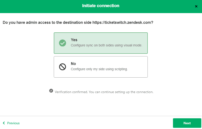 admin access to the destination side
