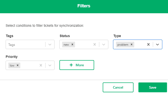 jira zendesk synchronization filters