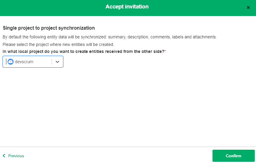 single project to project synchronization