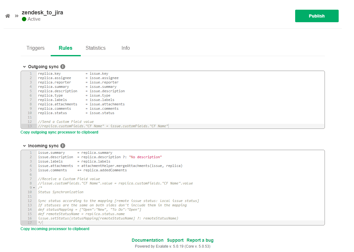 zendesk to jira sync rules