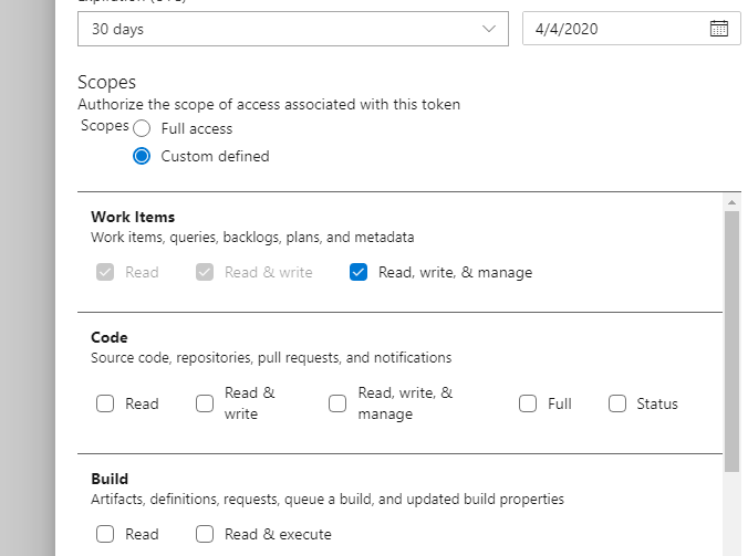 azure devops integration access token expiry