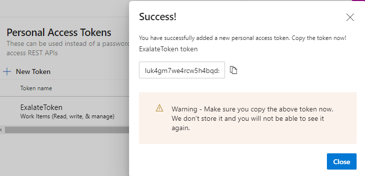 azure devops personal access token for exalate