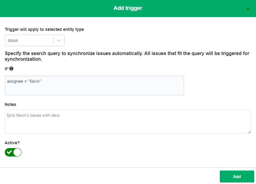 activate jira cloud and server sync trigger