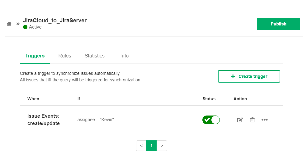 jira cloud to server sync active trigger