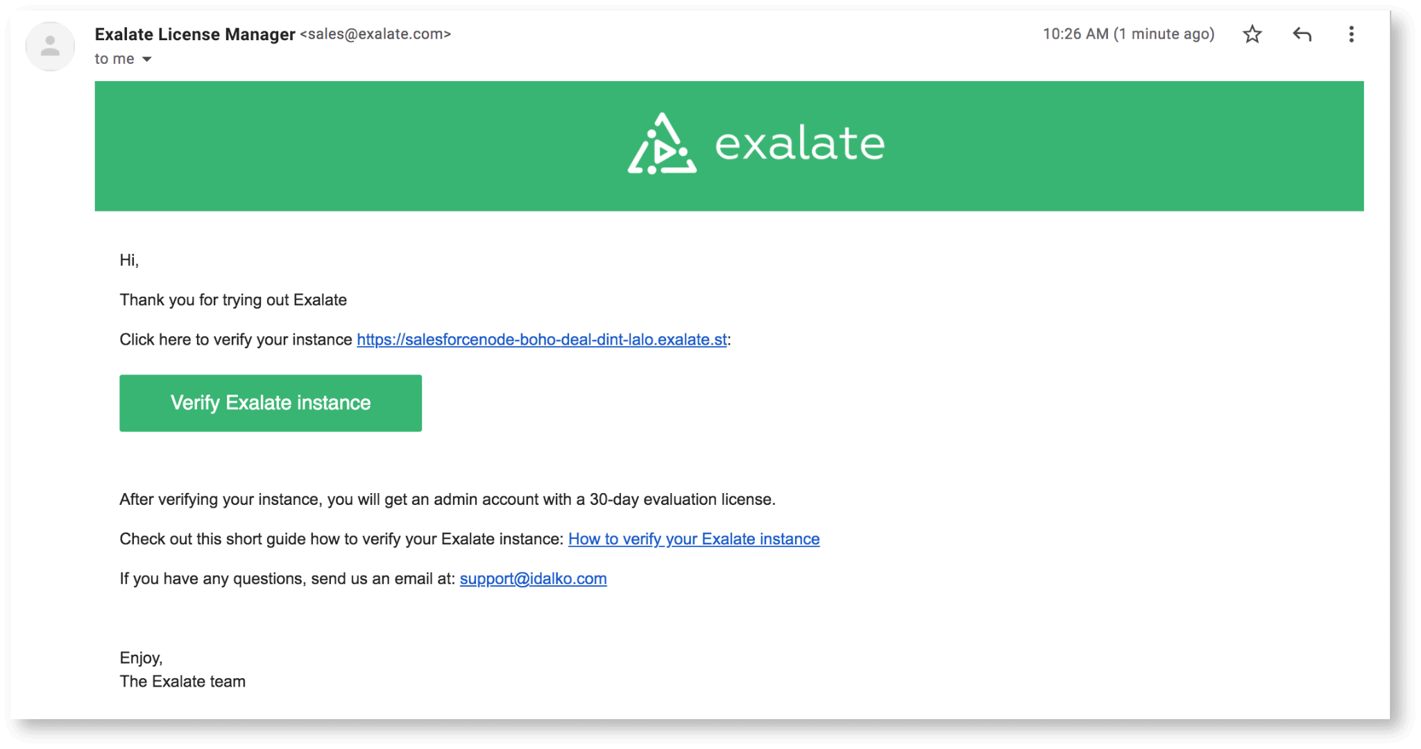 Verify Exalate instance for Jira Salesforce sync